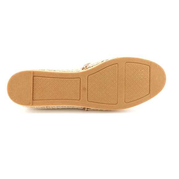 New TORY BURCH Natural Tan Logo Canvas Espadrilles Slip-on Flats 7.5 - Picture 6 of 7